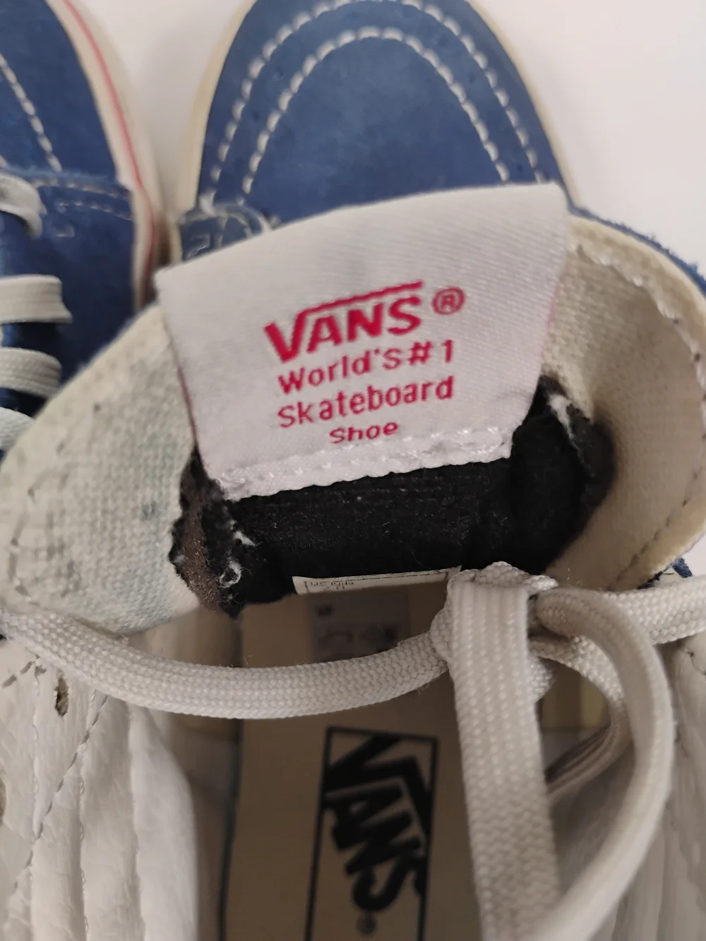 Vans Kids Blue and White Checkerboard Sk8-Hi High-Top Sneakers